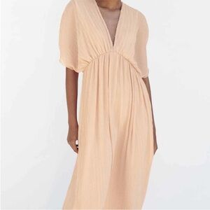 NWT! Zara Chiffon Pleated Grecian Midi Dress - Size S